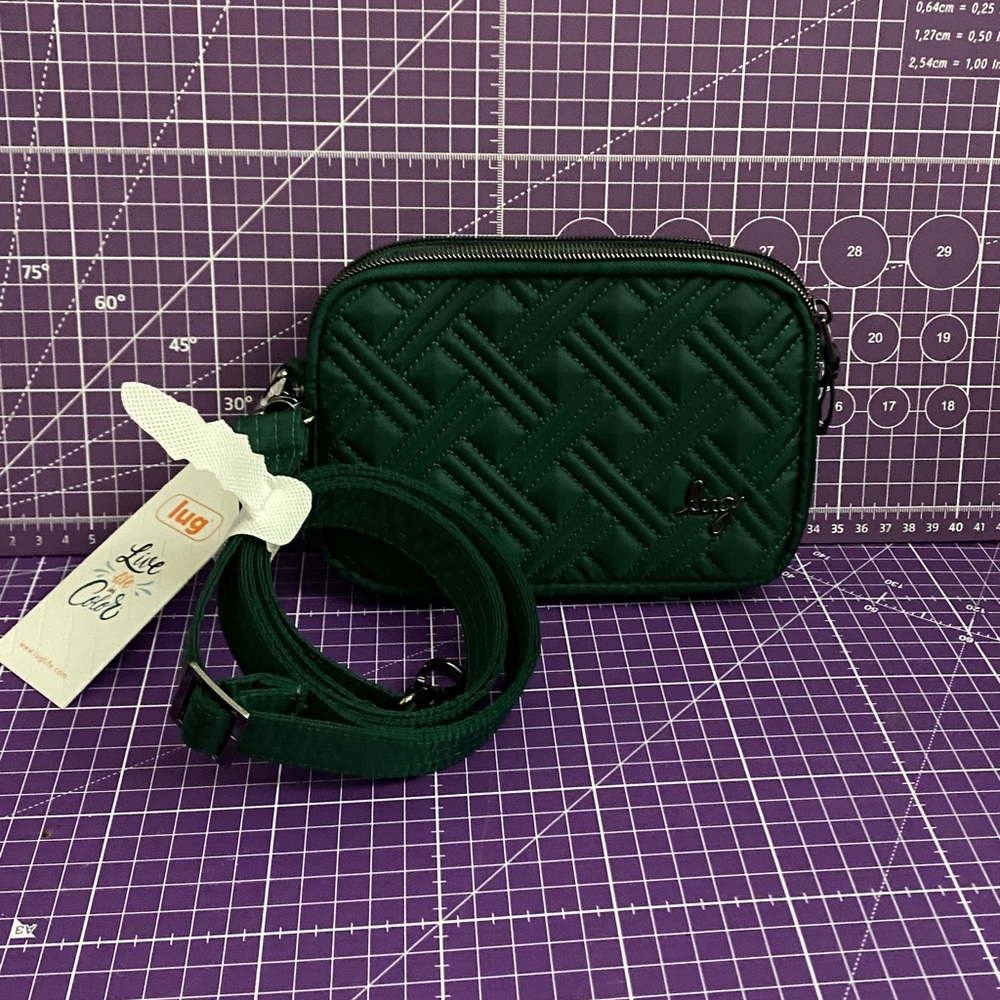 NWT Lug Wicked Green Coupe 2 Quilted Crossbody Bag convertible Belt Bag.